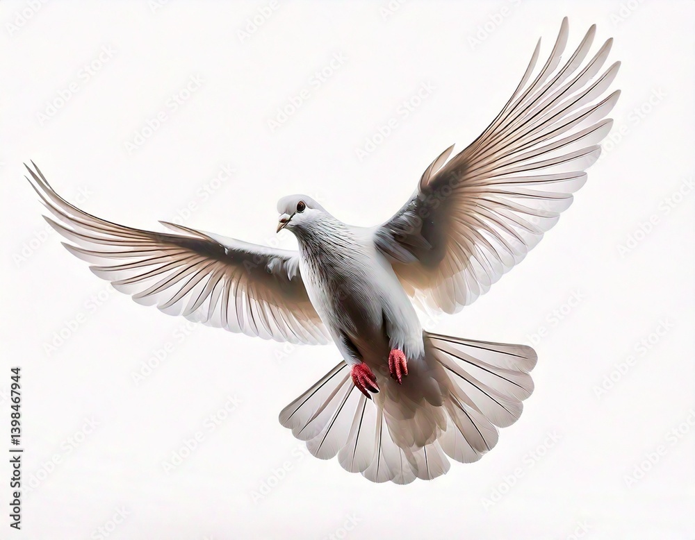 Fototapeta premium flying white dove on a white background