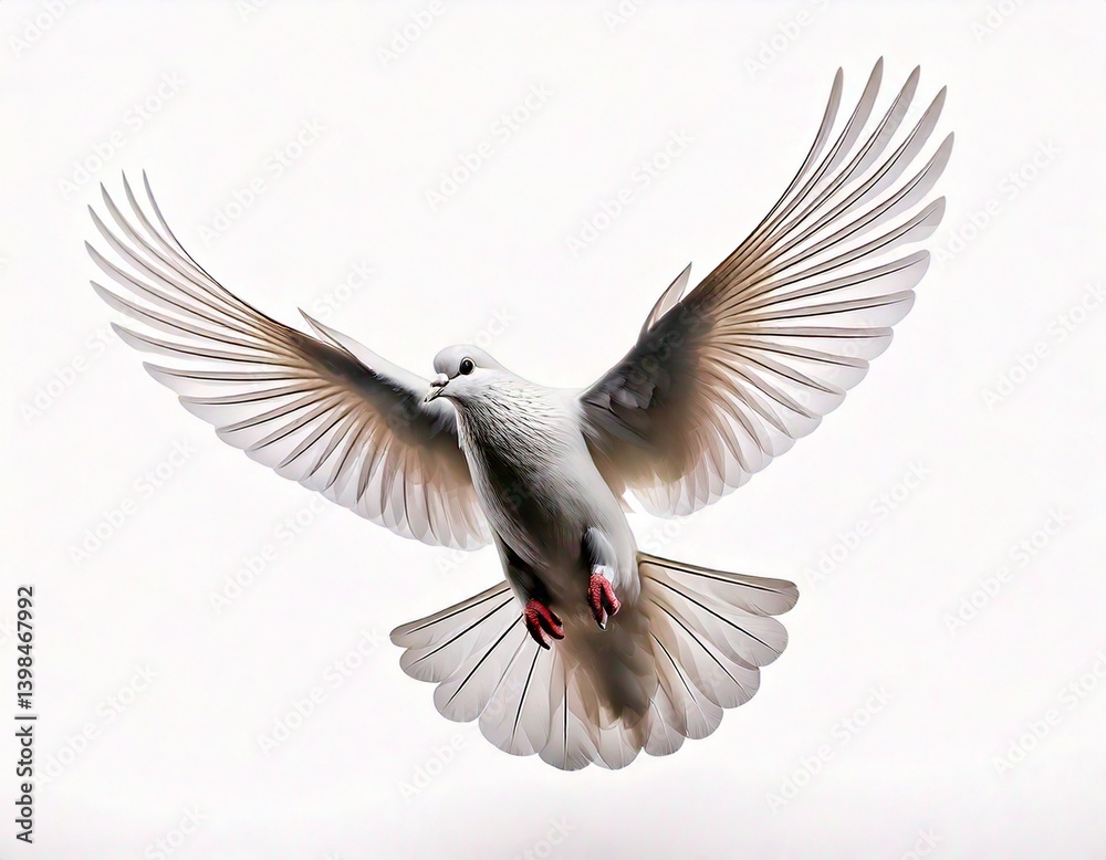 Naklejka premium flying white dove on a white background