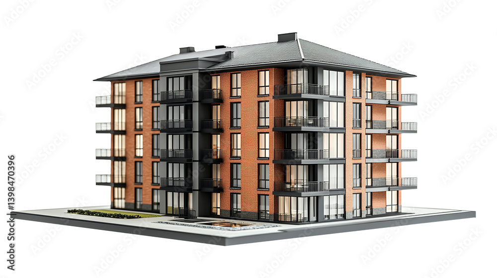 Fototapeta premium a model of an apartment building white background on a transparent background, PNG image, PNG file, Generative art.