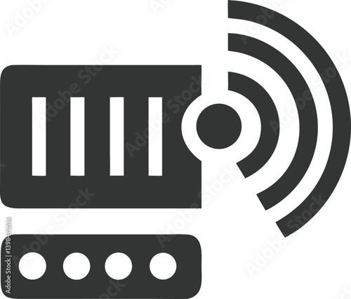 Icon Modern Router with Wireless Signal on Transparent Background
