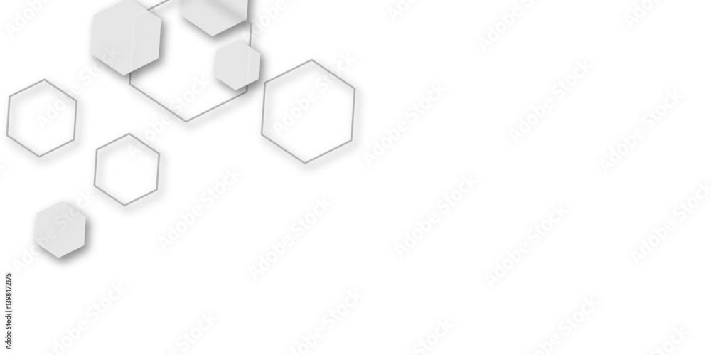 Abstract white and grey hexagon technology geometric pattern concept white background. Use for template, wallpaper, website vector illustration. Abstract white and grey hexagon technology geometric pattern concept white background. Use for template, wallpaper, website vector illustration.