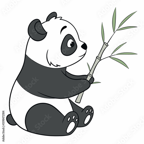 Simple Vector Baby Panda Icon with Black Patches for Nursery Decor in Editable Design photo
