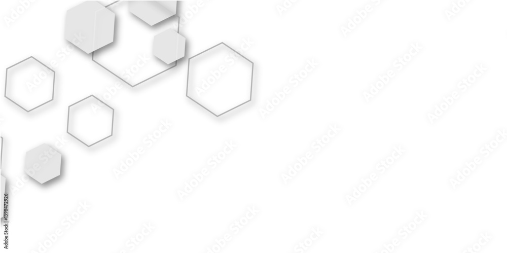 Abstract white and grey hexagon technology geometric pattern concept white background. Use for template, wallpaper, website vector illustration. Abstract white and grey hexagon technology geometric pattern concept white background. Use for template, wallpaper, website vector illustration.