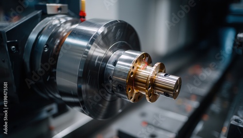 Close-up of a precision metal part in an advanced CNC machine, showcasing detailed engineering and craftsmanship.