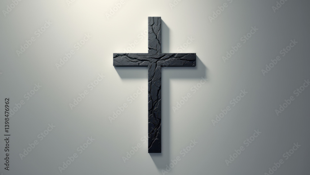 Naklejka premium A minimalist Christian cross mounted on a wall.