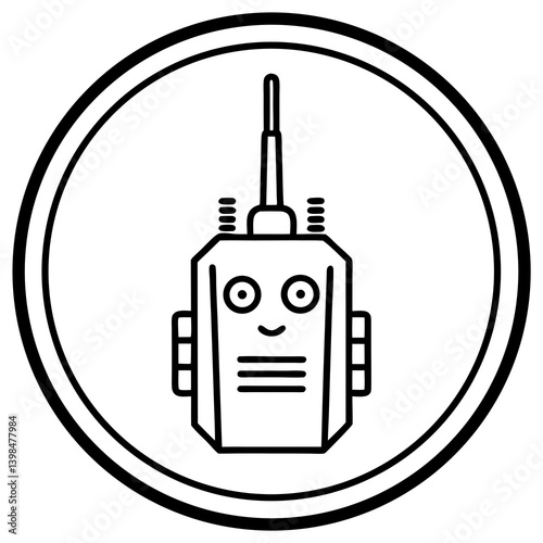 Minimal Handheld Radio Communication Device Mascot Logo in Circle Design