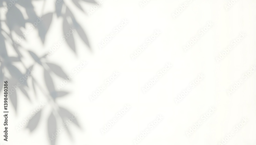 Fototapeta premium Serene leaf shadows on a bright white background soft light minimalist nature backdrop peaceful