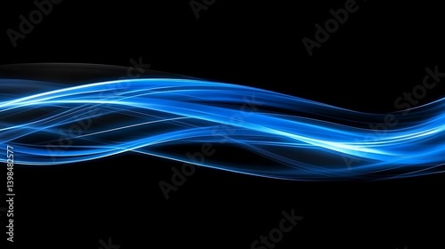 Abstract blue waves on black background