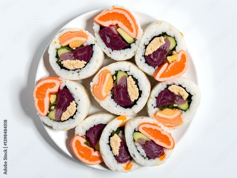 Vegan sushi rolls with beetroot and tofu filling Vegan sushi rolls with beetroot and tofu filling