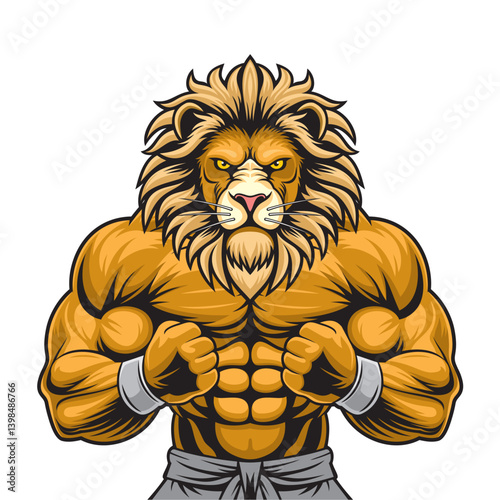lion mascot vector illustration muscular lion design