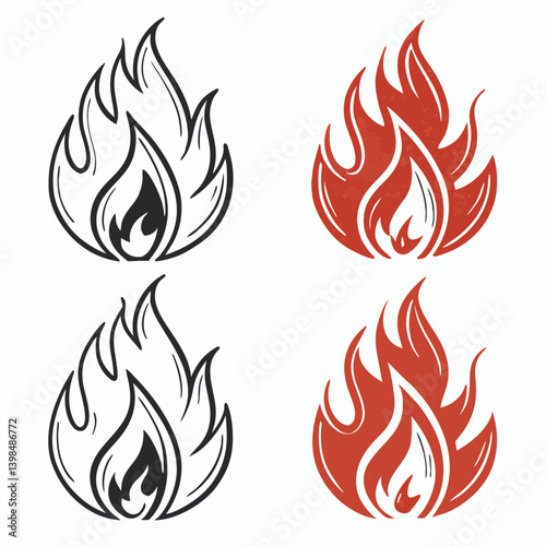 fire flames set