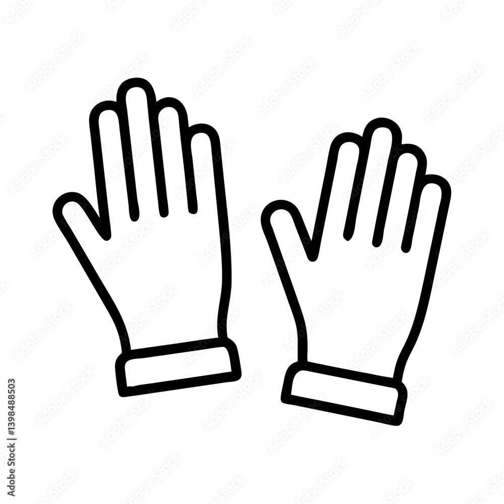 Protective gloves hand wear safety equipment winter gloves work gloves outline vector design Protective gloves hand wear safety equipment winter gloves work gloves outline vector design