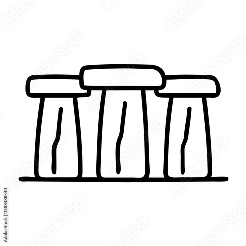 Stonehenge outline vector drawing, neolithic monument illustration, historic landmark clip art