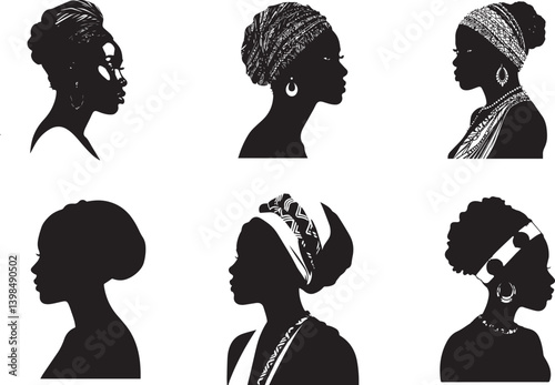 Silhouettes set of African women