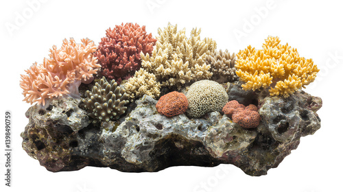 Fototapeta Naklejka Na Ścianę i Meble -  a colorful coral reef on a transparent background, PNG image, PNG file, Generative art.