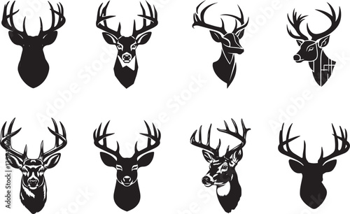 Deer Head Silhouettes Set
