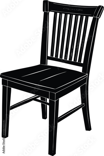 Wooden Chair Silhouette Vector | Furniture, Home & Interior Line Art
