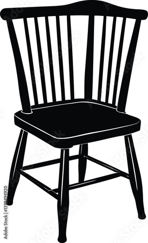 Wooden Chair Silhouette Vector | Furniture, Home & Interior Line Art