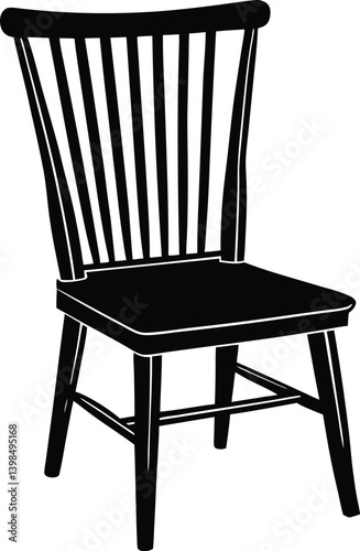 Wooden Chair Silhouette Vector | Furniture, Home & Interior Line Art