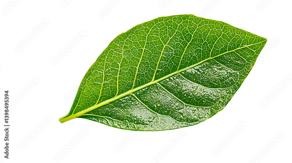 Fototapeta premium a green leaf on a transparent background, PNG image, PNG file, Generative art.
