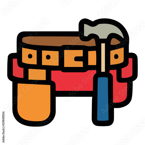 Tool belt icon with hammer and screwdriver symbolizes skilled labor, craftsmanship, and job dedication — perfect for visuals on Labor Day, construction work, and tribute to hardworking people