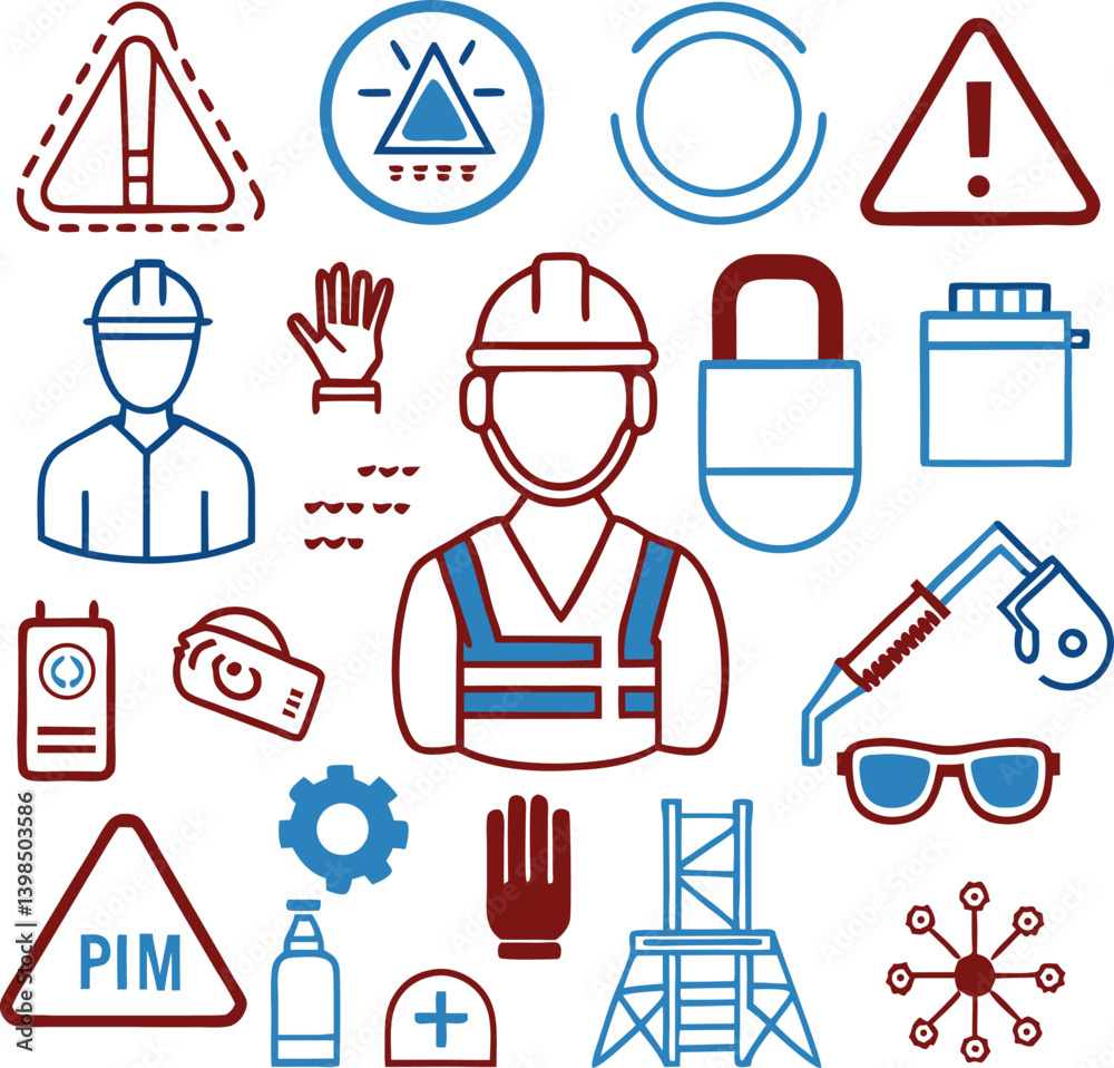Fototapeta premium set of icons of construction workers