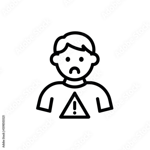 Boy with Warning Sign Feeling Concerned  