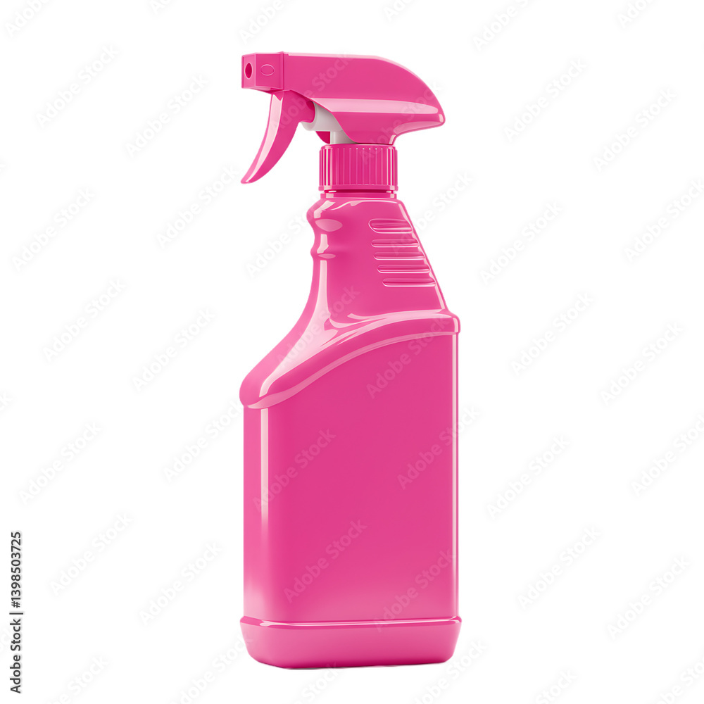 Pink spray bottle with trigger nozzle — glossy plastic design Pink spray bottle with trigger nozzle — glossy plastic design