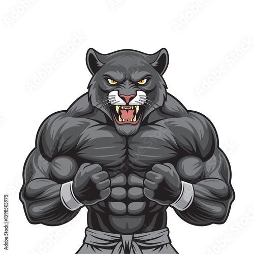 panther mascot vector illustration muscular panther design