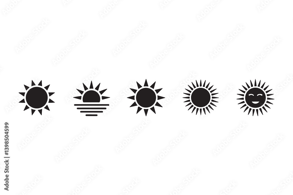 Fototapeta premium Four simple sun icons representing different times of day
