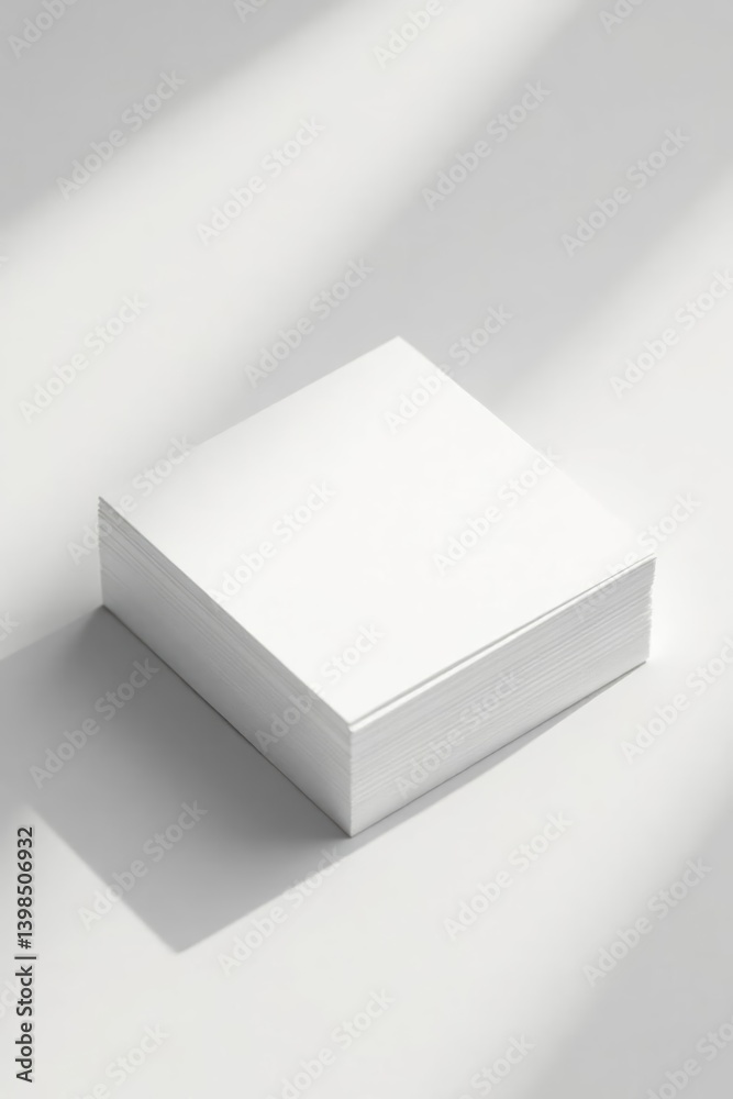 Minimalist white square business card on white surface with soft shadows, blank, design Minimalist white square business card on white surface with soft shadows, blank, design