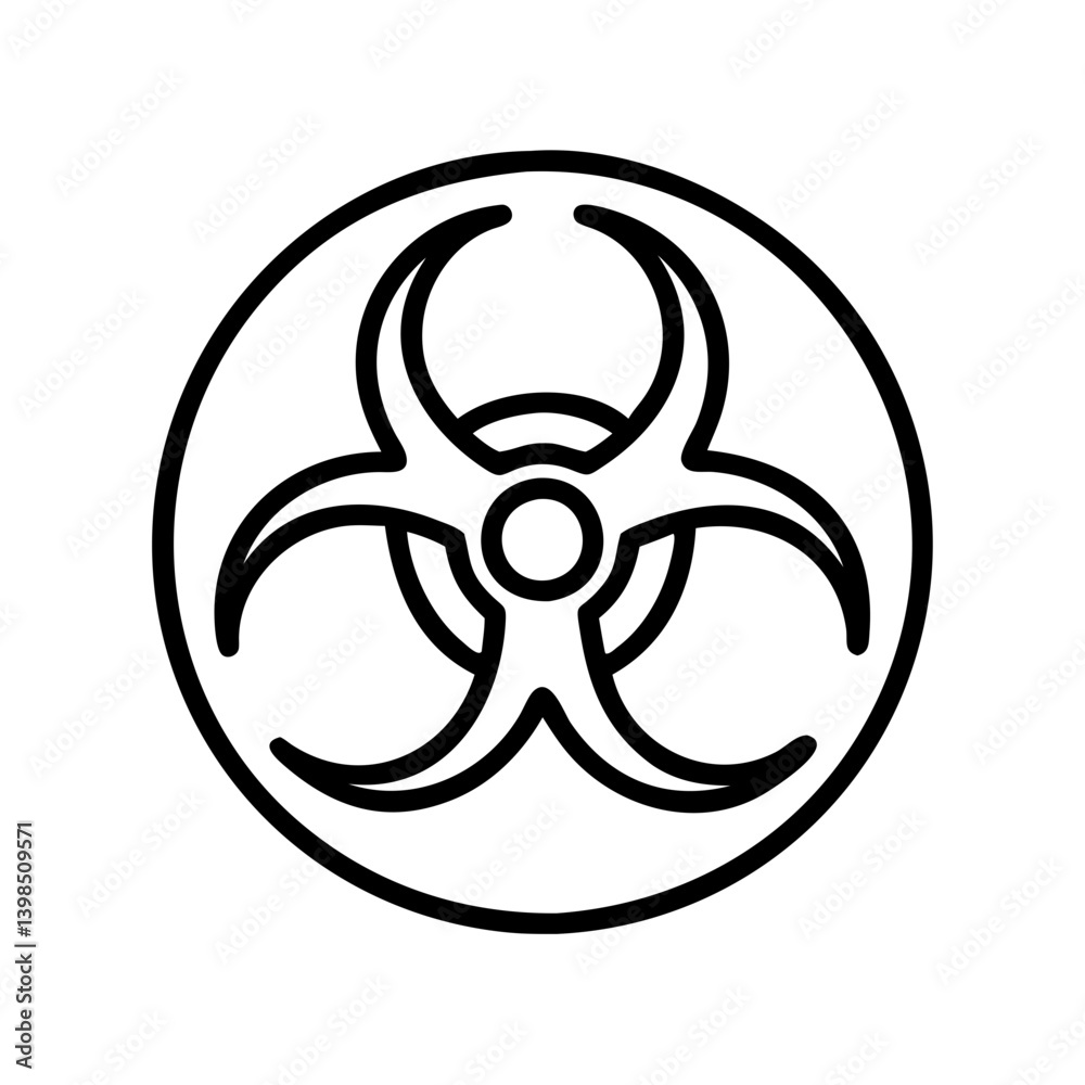 Biohazard symbol vector icon illustration isolated on white background warning sign outline design Biohazard symbol vector icon illustration isolated on white background warning sign outline design
