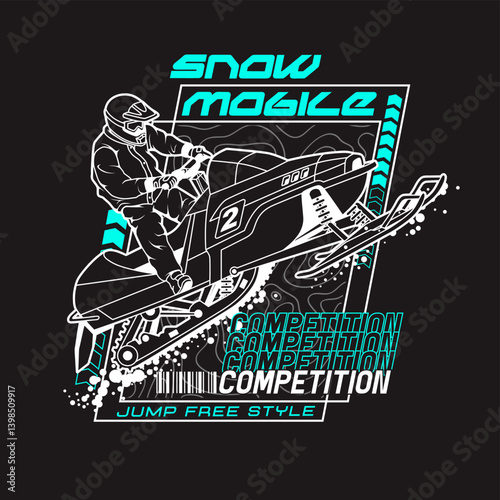 snow mobile championship, typography vector illustration