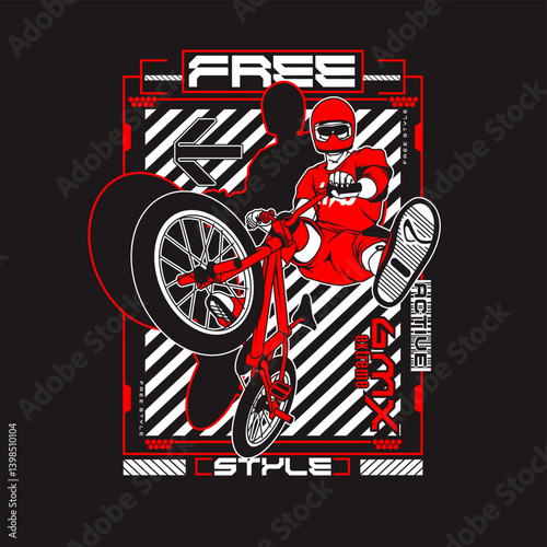 Extreme action sports bicycle  rider, vector illustration