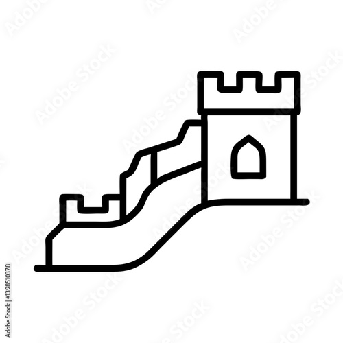 Great wall of china vector icon illustration, chinese architecture landmark, travel destination, asia, line art