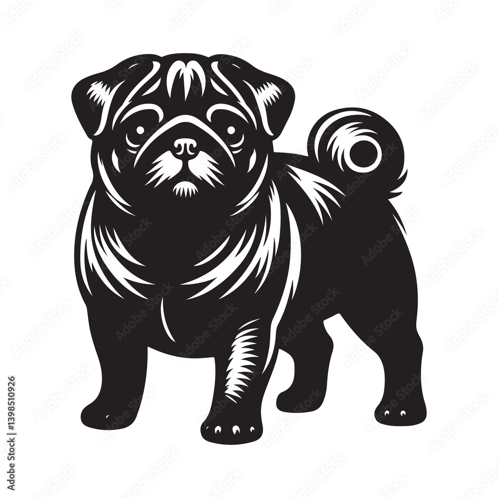 Fototapeta premium Vector silhouette of a Bulldog, Dog illustration, Dog art, Dog drawing, Pet Animal Silhouette.
