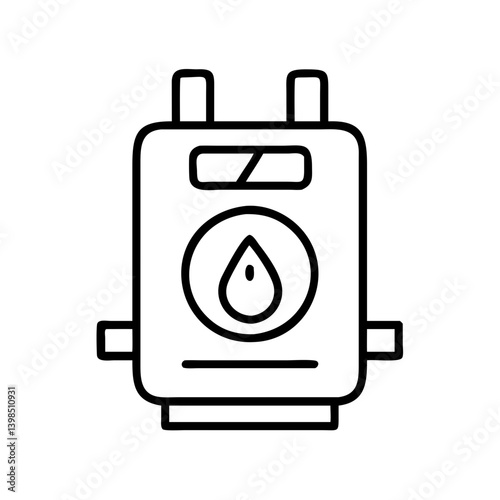 Water heater icon vector illustration plumbing heating system appliance equipment outline design 90