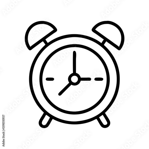 Alarm clock icon vector illustration, time management, wake up reminder, deadline concept design