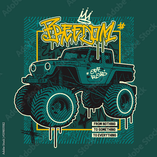 Monster Truck extreme collection, vector illustration