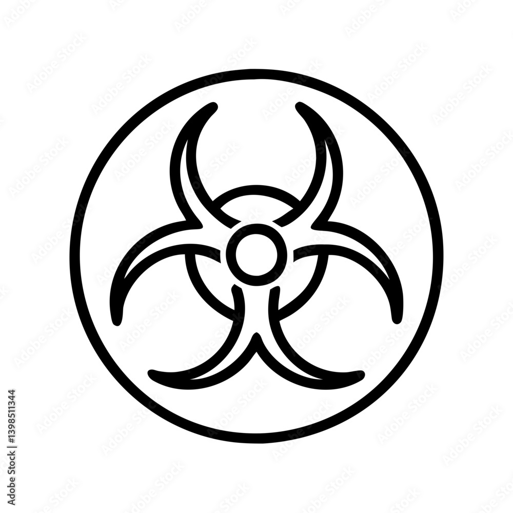 Biohazard symbol sign vector illustration outline icon design for dangerous waste and medical risk Biohazard symbol sign vector illustration outline icon design for dangerous waste and medical risk