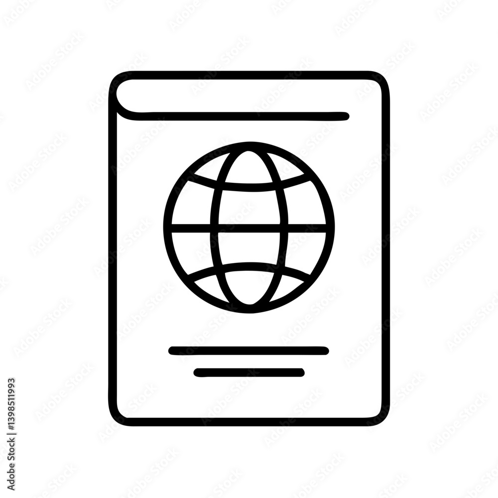 Passport travel document identification with globe icon for international travel identity card Passport travel document identification with globe icon for international travel identity card