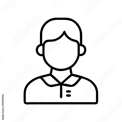 Outline avatar icon of a person with short hair and collared shirt vector illustration image