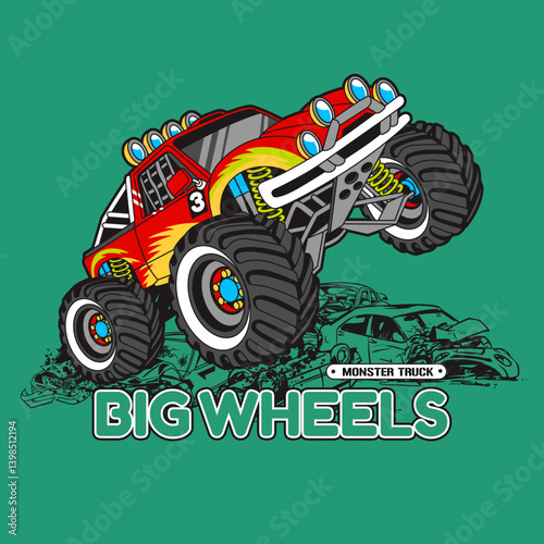 Monster Truck extreme collection, vector illustration