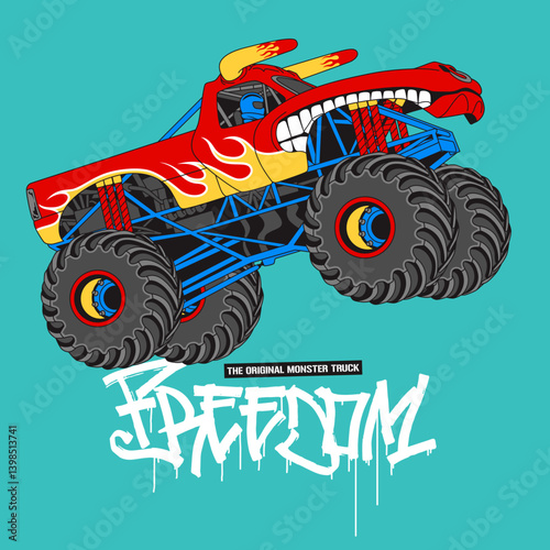 Monster Truck extreme collection, vector illustration