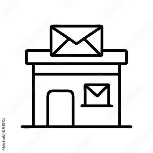 Post office building with mail envelope icon vector illustration for postal service design concept
