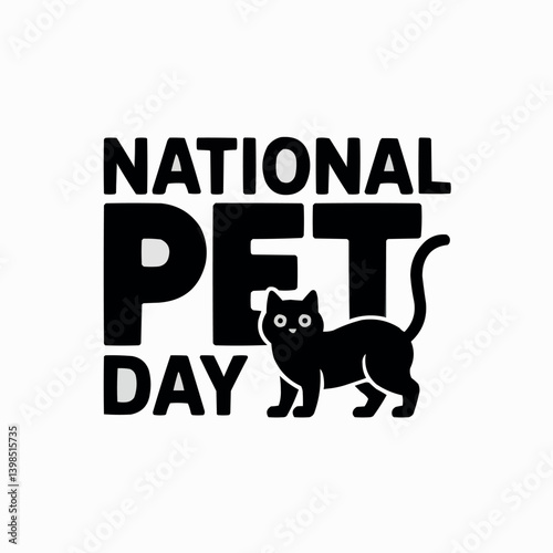 National Pet Day Vector Illustration with Cute Animals and Paw Elements
