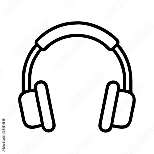 Headphones vector icon illustration, wireless audio headset for music and podcast listening device