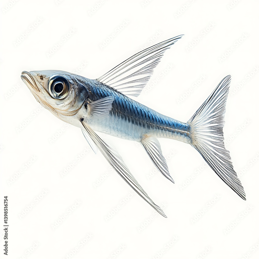 Fototapeta premium Flying Fish in Action: A captivating image of a magnificent flying fish in mid-air, showcasing its unique ability to soar through the sky.