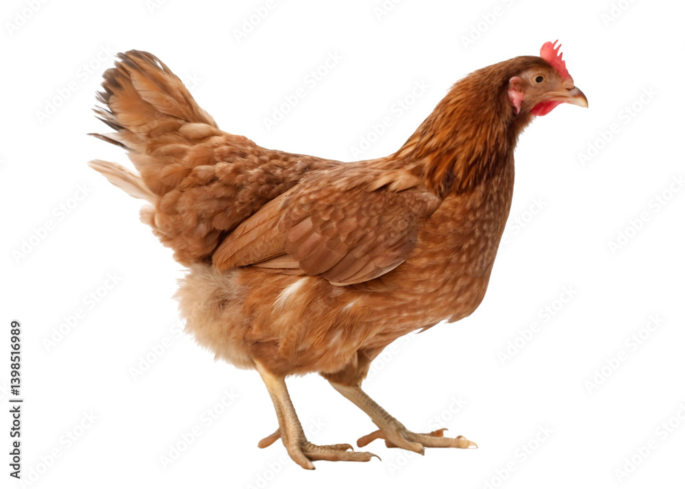 Fototapeta premium Hen and egg brown hen with egg isolated on transparent background Generative Ai. 