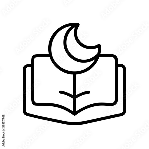 Ramadan kareem islamic book with crescent moon vector illustration for muslim holiday design